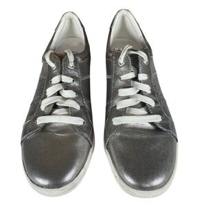 Josef Seibel Caspian Sneakers Silver Leather Casual Lace‎ Up Women's 40 US 9 9.5